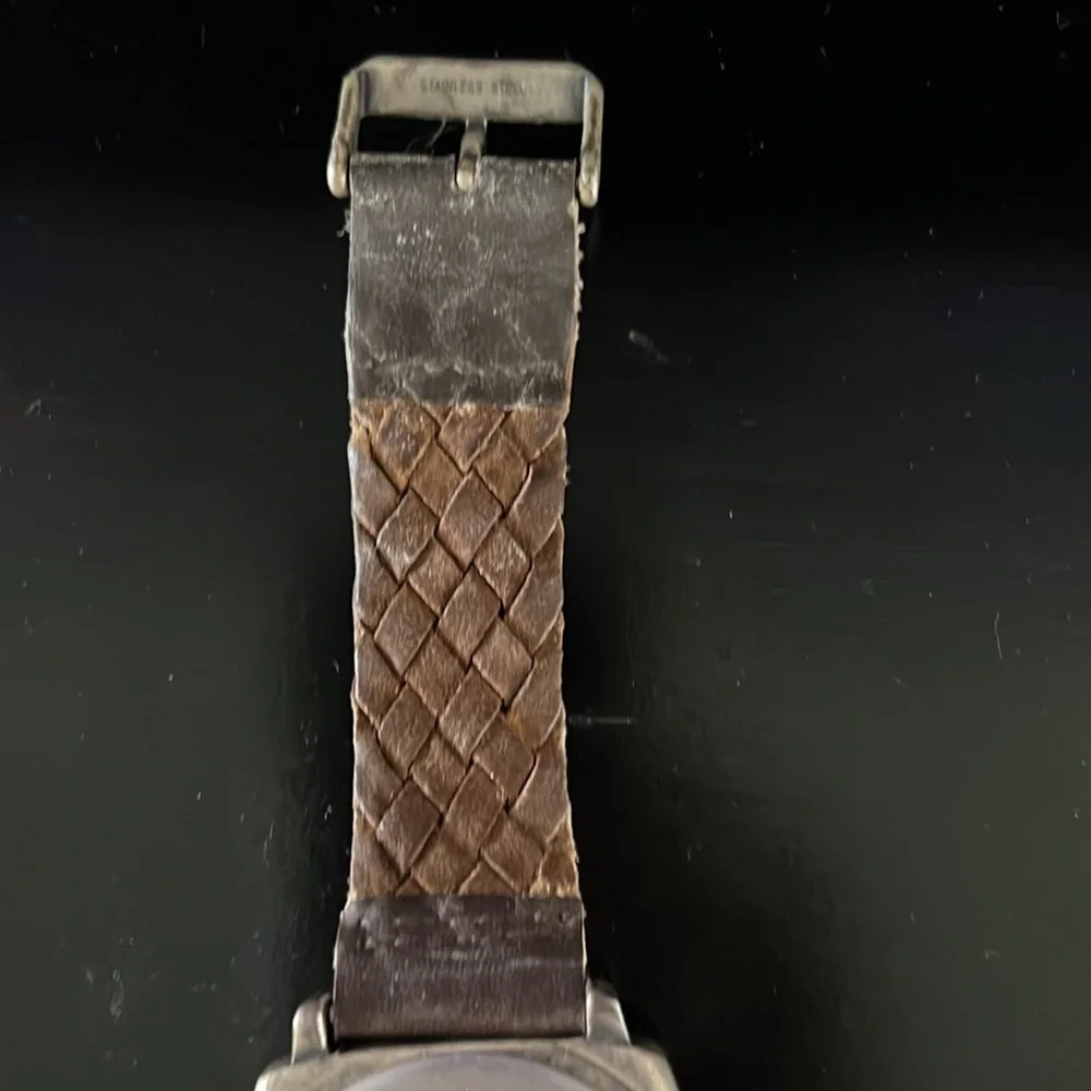 Lucky Brand Mens Watch With Brown Leather Braided Band.